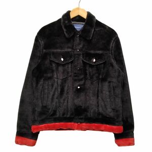 JOHN UNDERCOVER 品番 JUV 4205-1 BIG TRUCKER JKT アクリルファー生地 ビッグトラッカー ジャケット 黒×赤 サイズ2 正規品 / 34178