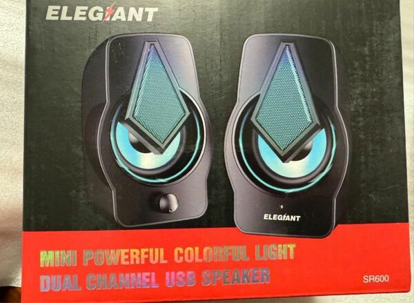 新品　ELEGIANT PCスピーカー2.0　 LEDライト付き