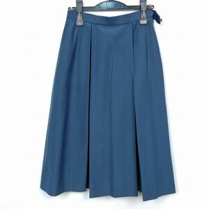 1円 スクールスカート 夏物 w63-丈67 グレー 中学 高校 プリーツ 学生服 制服 女子 中古 HK6732