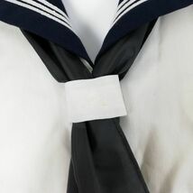 1円 セーラー服 スカート 上下3点セット 大きいサイズ 中間服 白3本線 女子 兵庫東洋大学附属姫路高校 オフ白 中古 ランクC NA3234_画像5