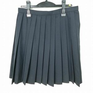 1円 スクールスカート 冬物 w69-丈50 チェック 中学 高校 小野塚秋良 プリーツ 学生服 制服 女子 中古 IN6350