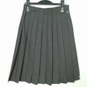 1円 スクールスカート 冬物 w66-丈62 チェック 中学 高校 プリーツ 学生服 制服 女子 中古 IN6218