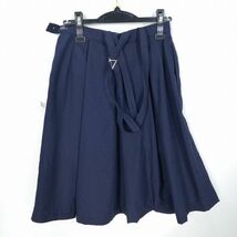 1円 スクールスカート 夏物 w69-丈59 紺 中学 高校 プリーツ 学生服 制服 女子 中古 HK7347_画像2