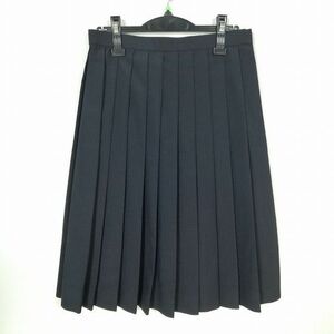 1円 スクールスカート 夏物 w66-丈65 ストライプ 中学 高校 プリーツ 学生服 制服 女子 中古 IN6414