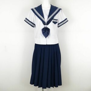 1 jpy sailor suit skirt scarf top and bottom 3 point set summer thing white 3ps.@ line woman school uniform Osaka .. woman high school white uniform used rank C NA3209