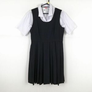 1円 ジャンパースカート バスト90 ウエスト78 冬物 女子 学生服 中学 高校 紺 制服 中古 ランク:B EY4726