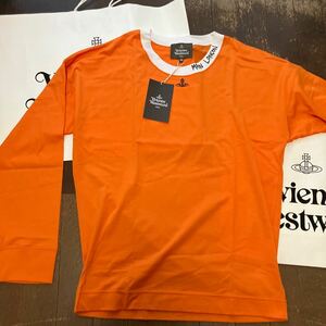 送料込●新品● Vivienne Westwood 長袖Tシャツ42Bオレンジ ネームタグT 日本製 オーブ コットン100% ヴィヴィアンウエストウッド ビビアン