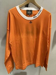 送料込●新品● Vivienne Westwood 長袖Tシャツ44 オレンジ ネームタグT 日本製 オーブ コットン100% ヴィヴィアンウエストウッド ビビアン