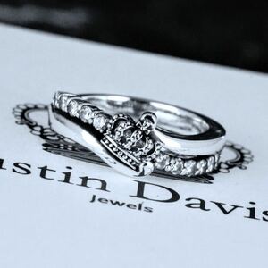 beautiful goods! Justin Davis SRJ487 CIRCULAR CROWN ring 13 number Crown zirconia clear 