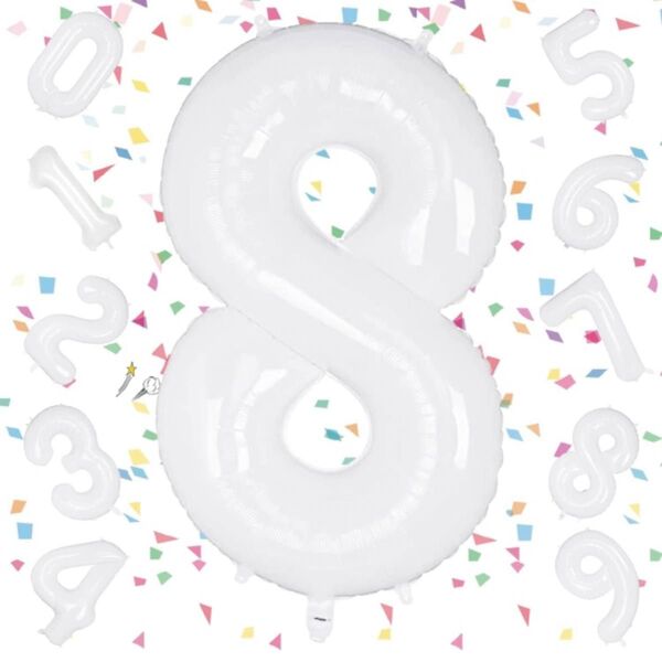 数字 バルーン ホワイト 大きい 誕生日 ナンバー 8 アルミ風船 32インチ