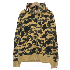 【中古】A BATHING APE Camo Shark Full Zip Hoodie L 001ZPI201004M カーキ アベイシングエイプ[240010429604]