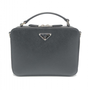 【中古】PRADA ブリック サフィアーノレザーバッグ ショルダーバッグ ブラック プラダ[240010429934]