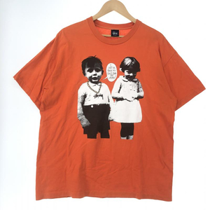 【中古】STUSSY 90s フォトTシャツ XL オレンジ ステューシー[240010431826]