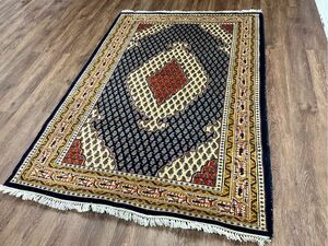 Art hand Auction Hand-woven ★ Craftsmanship ★ 188 x 128 cm Indian carpet rug antique furniture handmade hand-woven natural tribal carpet 02AJSRL240528008E, carpet, Rugs, mat, Rugs, Rugs in general