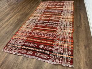 Art hand Auction Tribal rug★Hand-woven feel★Large 233 x 115 cm Afghanistan Kilim Handmade Hand-woven Natural Carpet 02AFAKE240522003D, furniture, interior, carpet, Rugs, mat, Carpets in general