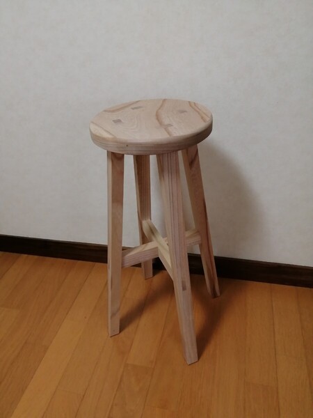欅材スツール 高さ45cm 丸椅子 stool