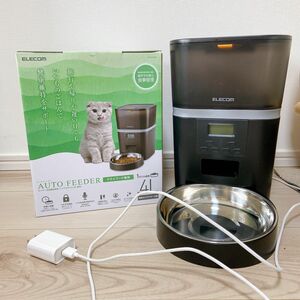 犬　猫　エレコム　自動給餌器　オートフィーダー　フード　犬 猫用 4リットル 1皿 録音機能付 ブラック PET-AF01BK