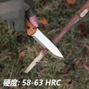 アウトドアナイフ シースナイフ フルタング構造 天然ウッドハンドル キャンプ ナイフ 薪割り 登山 徒歩 DIY 防災用 専用シース付き