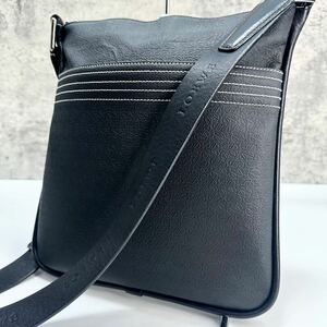 * ultimate beautiful goods *LOEWE * Loewe shoulder bag sakoshu diagonal .. hole gram Logo total pattern shoulder .. men's leather original leather black 