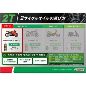 【在庫限り】エンジンオイル単体 カストロール(Castrol) エンジンオイル POWER1 RACING 2T 500ml 二輪車2サイクルエンジン用全合成油 FD Ca