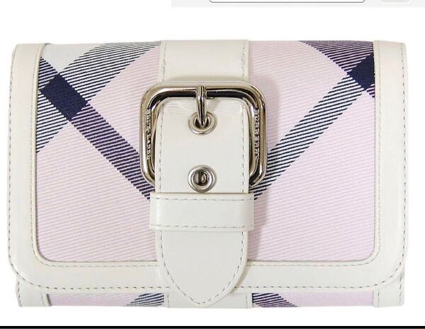 BURBERRY BLUE LABEL バーバリーブルーレベル ピンクストラップ付二つ折り財布