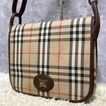 1円〜 美品 バーバリー BURBERRY ビジネス ショルダーバッグ メッセンジャー ボディ 本革 キャンバス ベージュ ブラウン ノバチェック _画像1