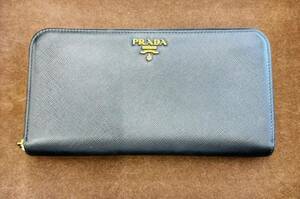 ★鑑定済★美品★プラダ PRADA 長財布 ブラック系 ウォレット 小銭入れ 札入れ レザー 