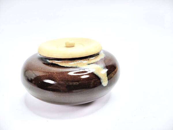 【送料無料・蔵出し品・名人作】茶道具 桶谷定一作 大海茶入 在銘 茶道具 茶器 コレクション品