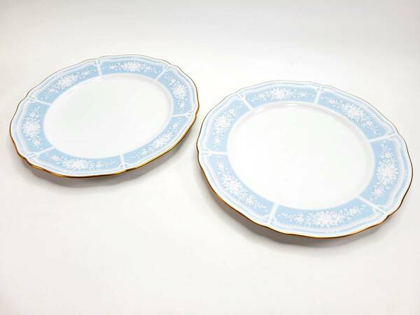 【送料無料・長期保管品・２枚セット】ノリタケ Noritake　レースウッドゴールド 21cmプレート　