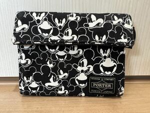  new goods unused Porter × Beams × Disney 3. folding purse purse wallet Yoshida bag PORTER BEAMS DISNEY Mickey breaking the seal ending long-term storage 