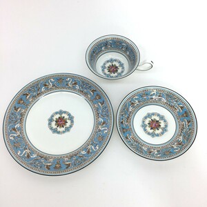 【同梱不可】【60】中古美品 WEDGWOOD Florentine Turquoise フロレンティーン カップ＆ソーサー プレート セット ターコイズ