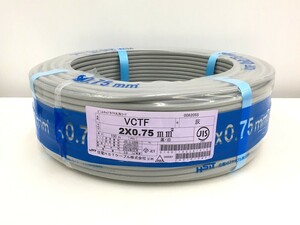 【同梱不可】【100】未使用品 住電HSTケーブル VCTF ビニルキャブタイヤ丸形コード 2×0.75mm2 100m 1巻 2024年製