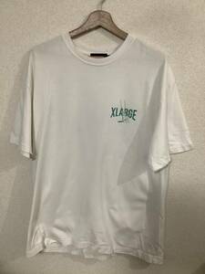 X-LARGE エクストララージ　プリント　半袖Tシャツ　ホワイト　ストリート　メンズ　セレクト　スケーター　古着　L