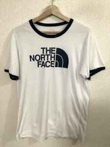 THE NORTH FACE ノースフェイス ロゴプリント半袖Tシャツ　リンガーTシャツ ネイビー　ストリート　アウトドア　古着