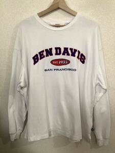BENDAVIS ベンデイビス　ワッペン付き　長袖Tシャツ ヘビーゲージ　ホワイト　ストリート　カジュアル　メンズ　古着