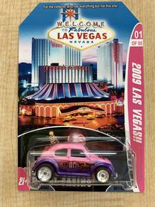  2009 LAS VEGAS CONVENTION VW BEETLE BUG 1of5 Code3 カスタム 1/64 リアルライダー HW ジャンク ピンク