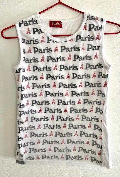 タンクトップレディース レーストップス Paris ノースリーブ エッフェル塔 レディースノースリーブ