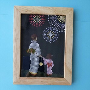 クロスステッチ刺繍完成品(花火)