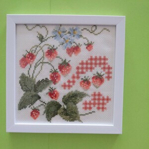  Cross stitch embroidery final product ( strawberry )