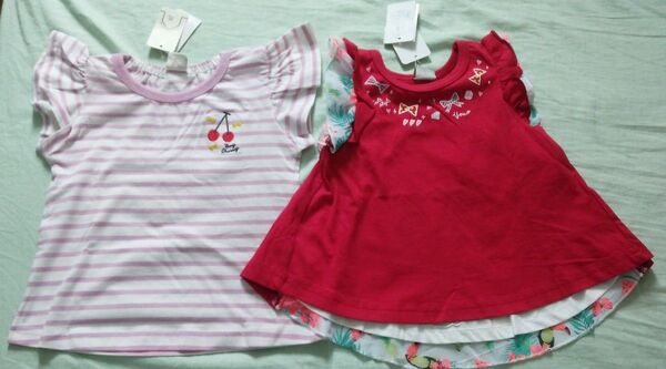 新品タグ付 こども服 トップス 女の子 チュニック サイズ80-90 2枚