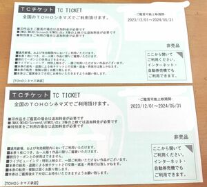 TOHOシネマズ　 TCチケット　2枚　有効期限2024.05.31まで　映画