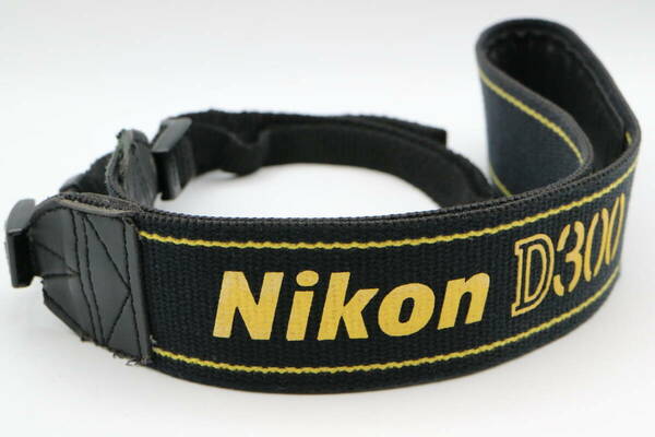 L1145 Nikon D300 純正 カメラストラップ 美品 一眼レフ用 ワイドストラップ 黒 黄色