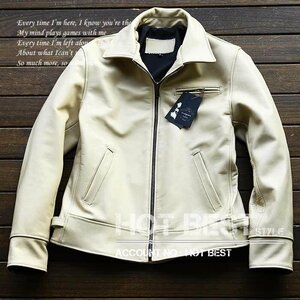 18 ten thousand # new work rare color GABRIEL cow leather leather jacket men's highest grade kau hyde Italian leather rider's jacket /38/L