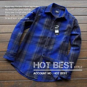  highest grade premium new work *SHAKA men's spring autumn race neitib check pattern cotton . flannel shirt long sleeve jacket outer 2XL/3457