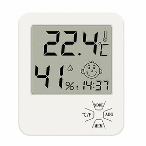 デジタル温度計 卓上湿度計 アラーム時計 壁掛け＆卓上スタンド兼用 置き掛け両用タイプ 電池付き　日本語取扱説明書付属