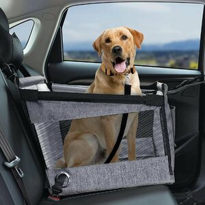 「ZHOU」ペット用ドライブボックス 車用ペットシート 座席 取り外し可能 折り畳み式 飛び出し防止 ペット用キャリー コンパクト