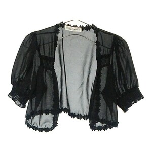 [16206]Meiyefashion bolero S black black party height short . race lovely stylish feather woven Event see-through 