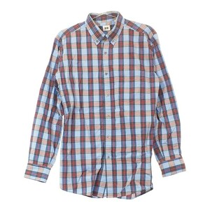 メンズM UNIQLO 長袖シャツ 青 ブルー カジュアル チェック ボタンダウン お出かけ ユニクロ 【17131】