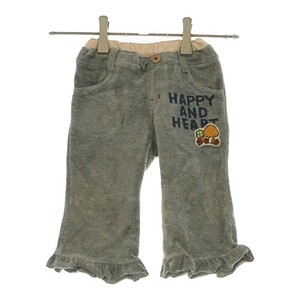  Kids 80 casual pants grey gray for children for baby waist rubber hem frill badge attaching Logo print [21235]