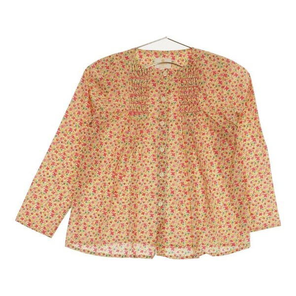 【07366】 美品 LIBERTY リベティー Tシャツ ブラウス 長袖 8 120cm 花柄 ピンク ホワイト キッズ 子供服